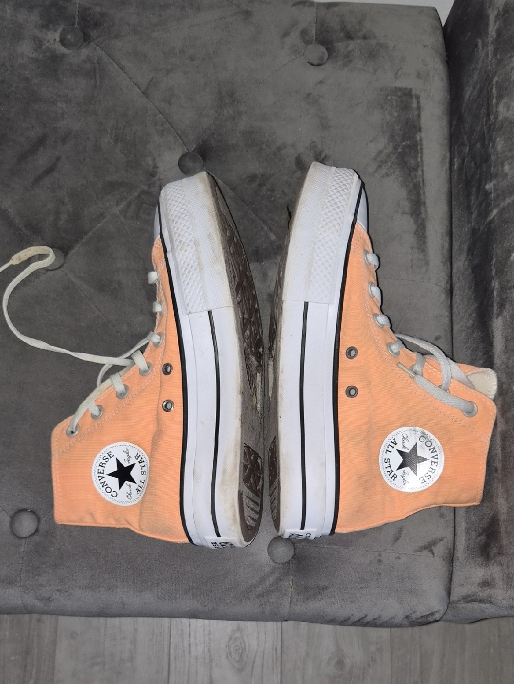 Converse Peach High Top Canvas Sneakers Platform Womens 8